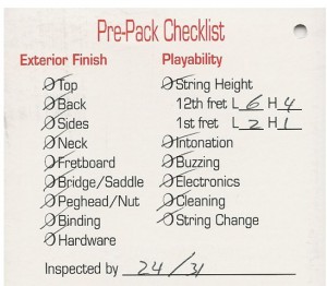 Prepack Checklist