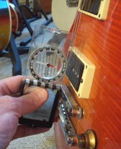 Checking pickup magnet polarity with a compass Checking pickup magnet polarity with a compass