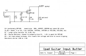 iPad Guitar Interface Schematic