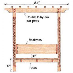 Sunset Garden Arbor Bench Plan Front View