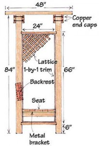 Sunset Garden Arbor Bench Plan Side View