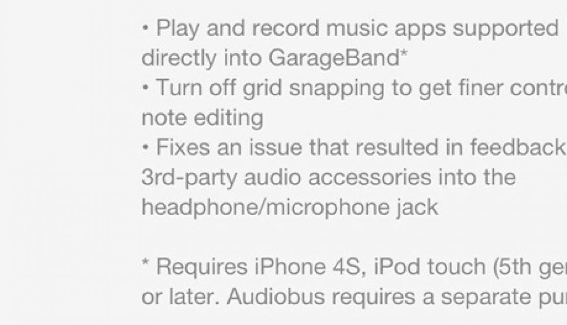 Garage Band Update