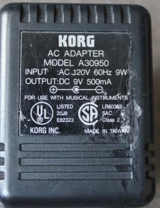 Korg 9V DC Power Supply