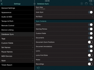 Set List Maker Database Sync