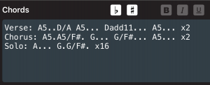 Song Settings for Separate Chords