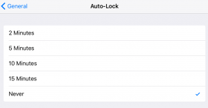 Turn off Auto-Lock in iPad General Settings 