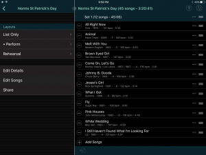 Song Selection for a Show in Set List Maker