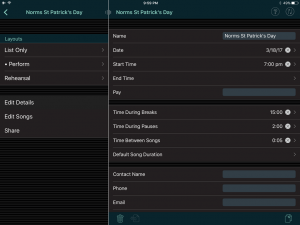 Show Details in Set List Maker