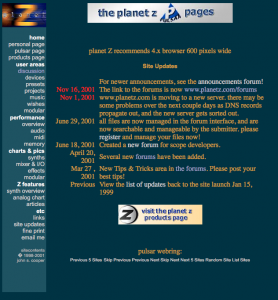 Planet Z Blog Pulsar Pages 2001